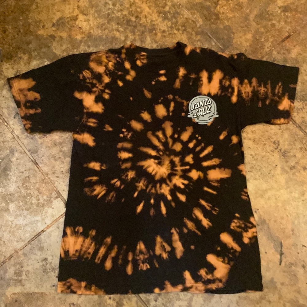 Santa Cruz black and brown bleach tie dye t shirt rare color find! Mens small